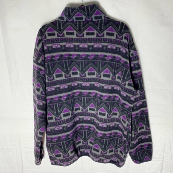 Vintage Rough Dress Purple Grey Geometric Print Half Zip Pullover Fleece XL - Picture 2 of 14